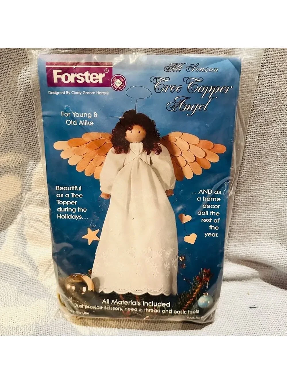 NOS Vintage 1996 Forster All Season Tree Topper Angel Craft Kit